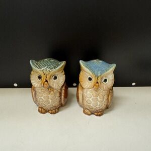 Vintage OWL Salt and Pepper Shakers Kitsch Ceramic Whimsical Rustic Kitchen